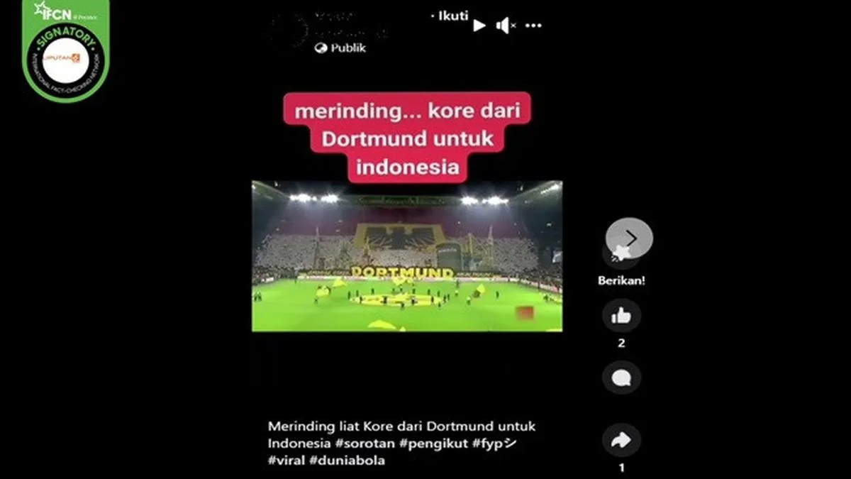 Vérification des faits : ce n’est pas vrai dans cette vidéo. Chorégraphie des supporters du Borussia Dortmund pour l’Indonésie