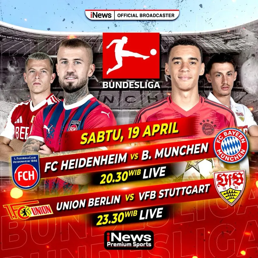 Vivez à Inews ce soir, Heidenheim vs Bayern Munich et Union Berlin vs Stuttgart